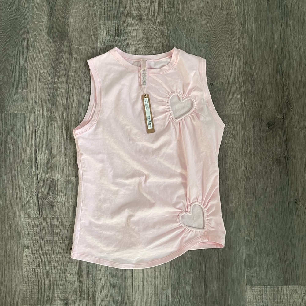 NWT SKIMS Cotton Jersey Heart Tank in CHERRY BLOSSOM sz L - RARE - Picture 3 of 7